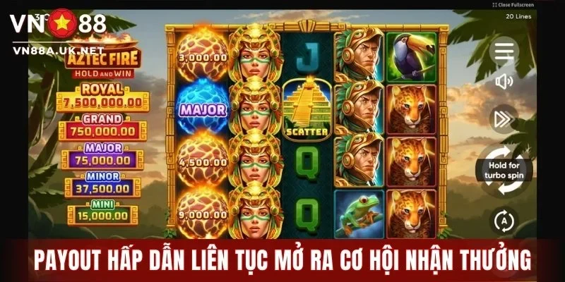 Mức payout hấp dẫn liên tục mở ra cơ hội nhận thưởng
